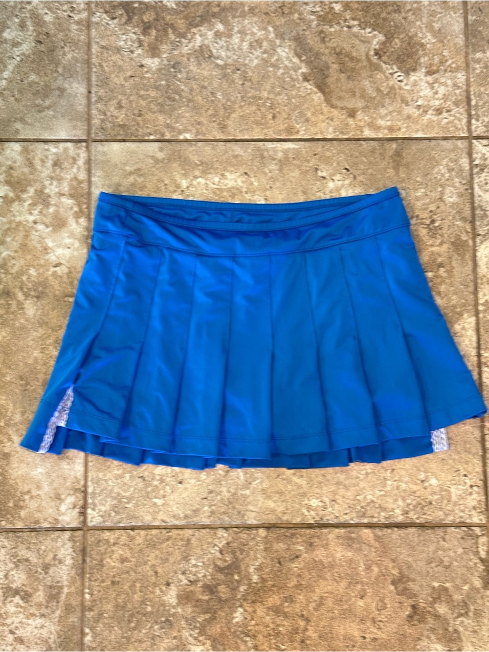 Lucky in Love Blue Pleated Skater Skort Skirt Tennis Pickleball hi low